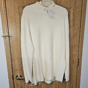 Elegant Cream Cowl Neck Sweater